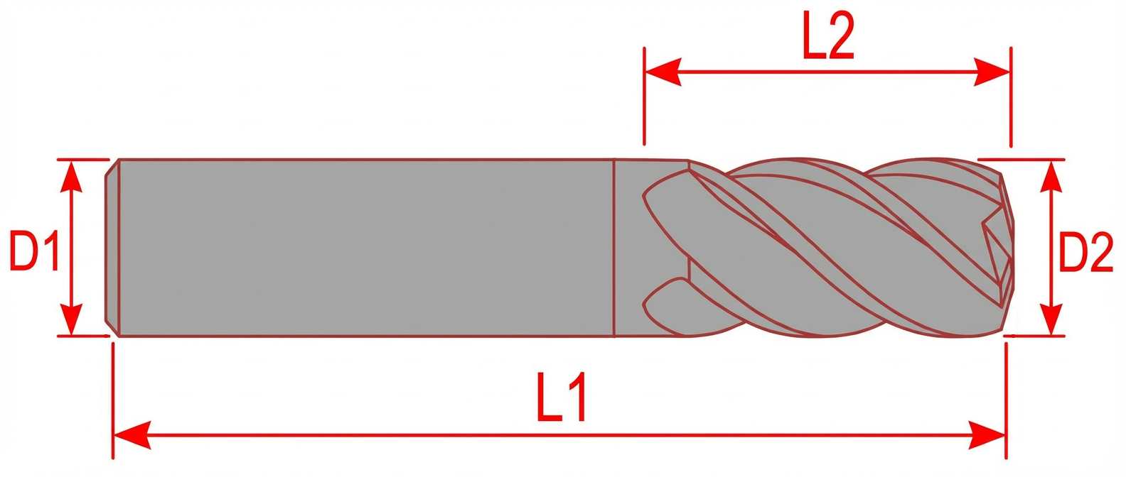 Фреза концевая, 14х25 мм, 30гр. по алюминию, Инреко