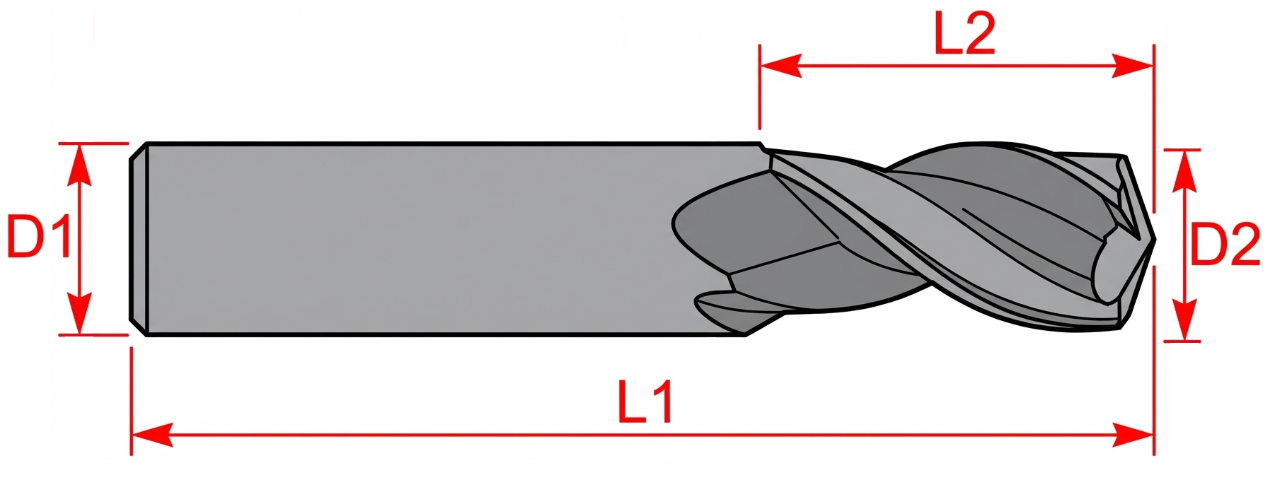 Фреза концевая, 14х35 мм, 45гр. по алюминию, Инреко